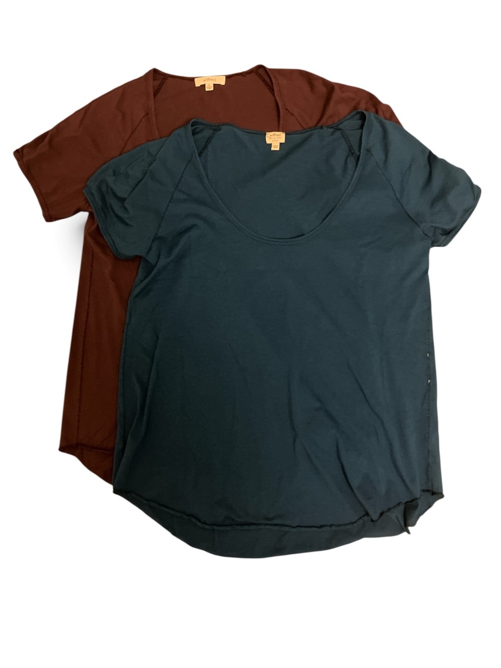 Wilfred Scoop Neck Tee Set - Teal & Brown